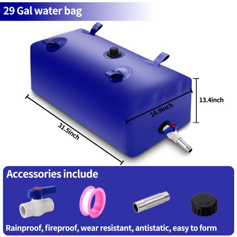 ZXZYHFTY Large Capacity Water Storage Bladder Containers  Bladder Tank for Drought Resistance  Fire Prevention  Emergency Water  Agricultural Irrigation Outdoor (110L/29Gal  Blue) - Image 2